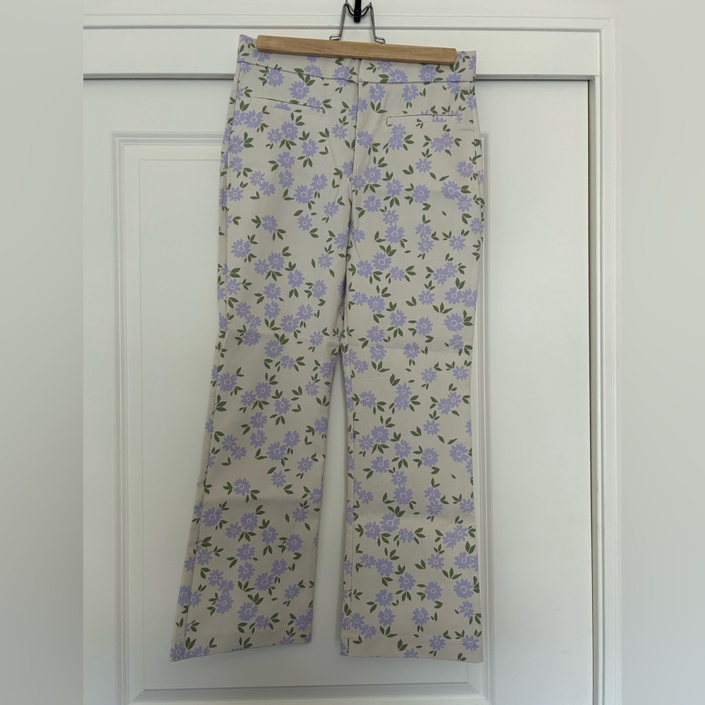 Zara Y2K Floral Purple and Cream Wide Leg Pants NWOT - Picture 3 of 8